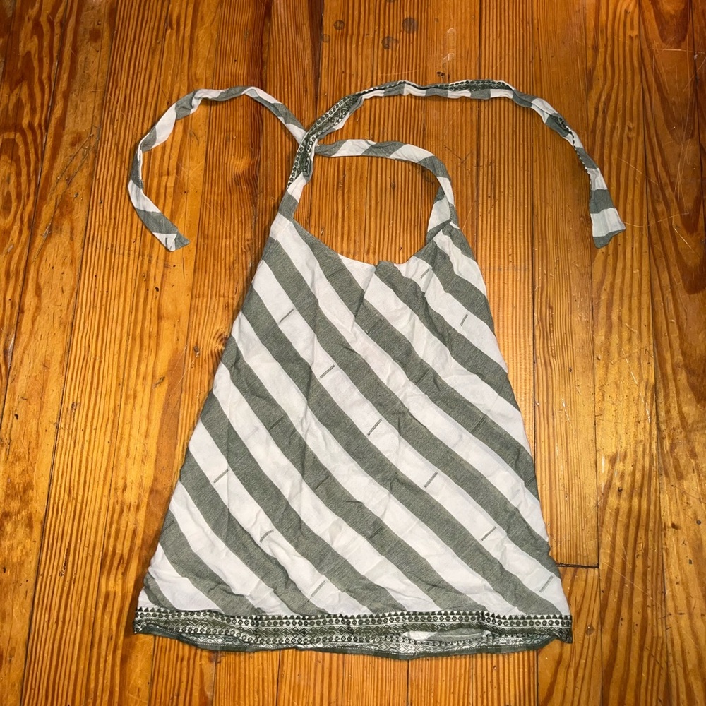 L.A.M.B. Halter top green white stripe spring 2009 size XS rare gwen stefani